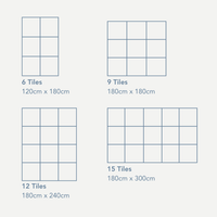 gus + beau playmat size guide. premium playmats available in 6 tiles, 9 tiles, 12 tiles and 15 tiles.