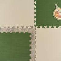 Plain Playmat Set in Forest Green + Cream