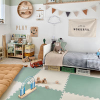 Plain Playmat Set in Sage + Cream
