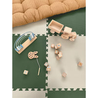 Plain Playmat Set in Forest Green + Cream