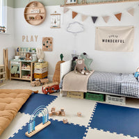 Plain Playmat Set in Navy + Cream